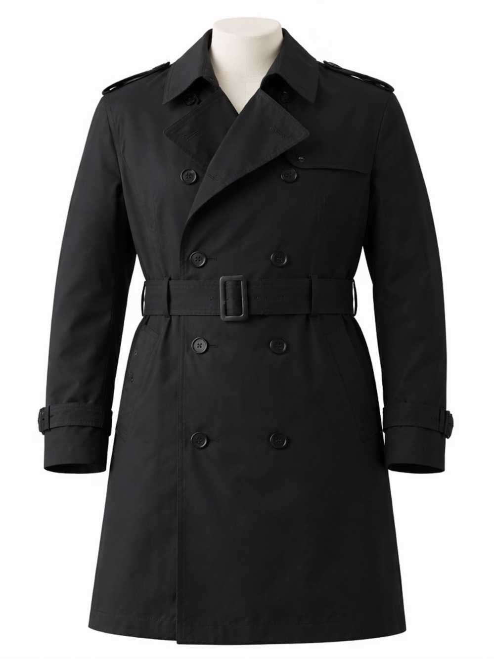 Military USA Army Classic Black double-breasted Trench Coat w/ Belt & liner 40R